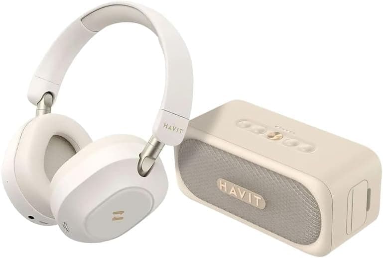 Havit SKH001 Bluetooth Speaker and Headphone Combo, Cream
