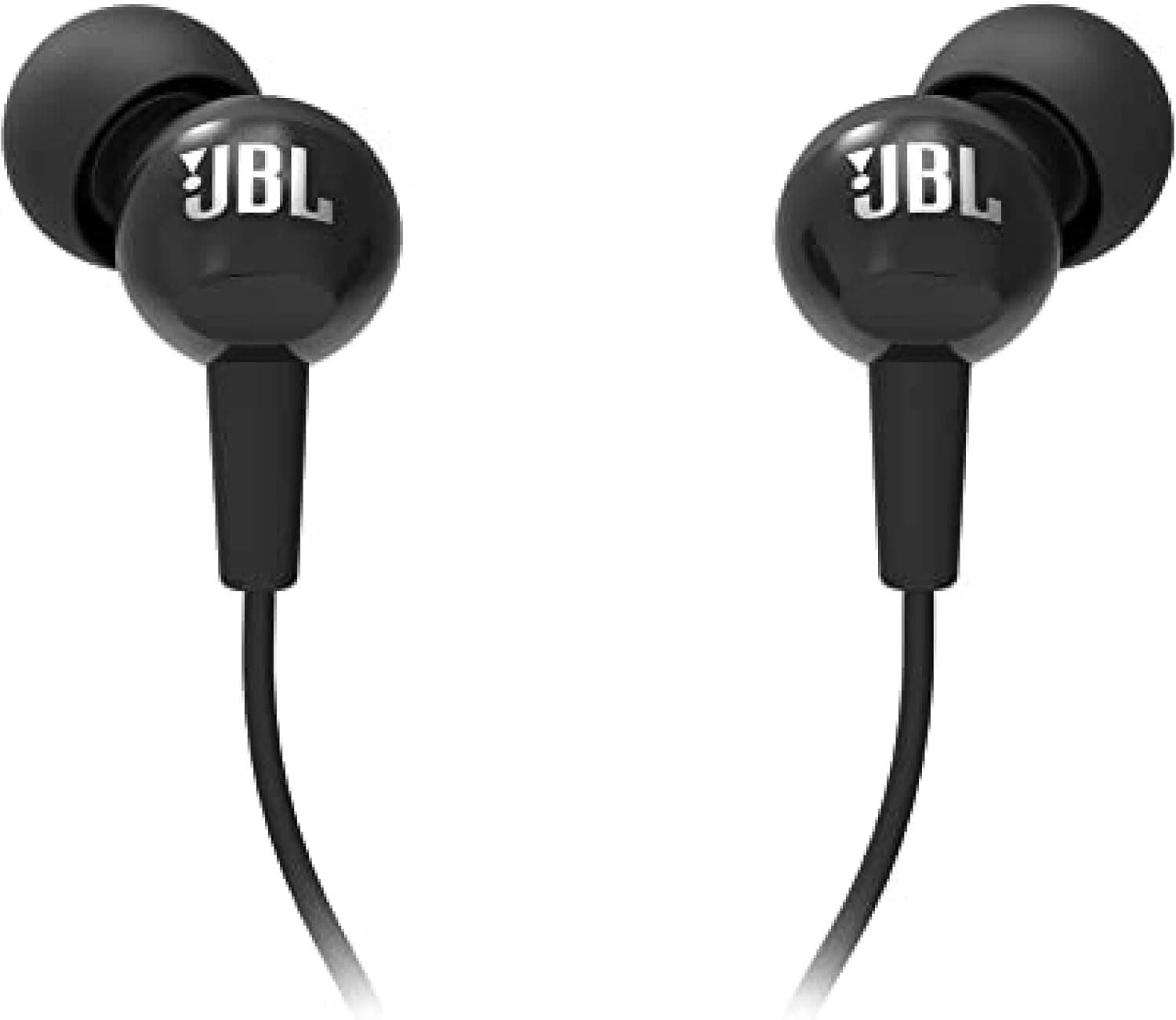 JBL C100SI Wired In Ear Headphones With Mic, Pure Bass Sound, One Button Multi-Function Remote, Premium Metallic Finish, Angled Buds For Comfort Fit (Black) 4 Pack