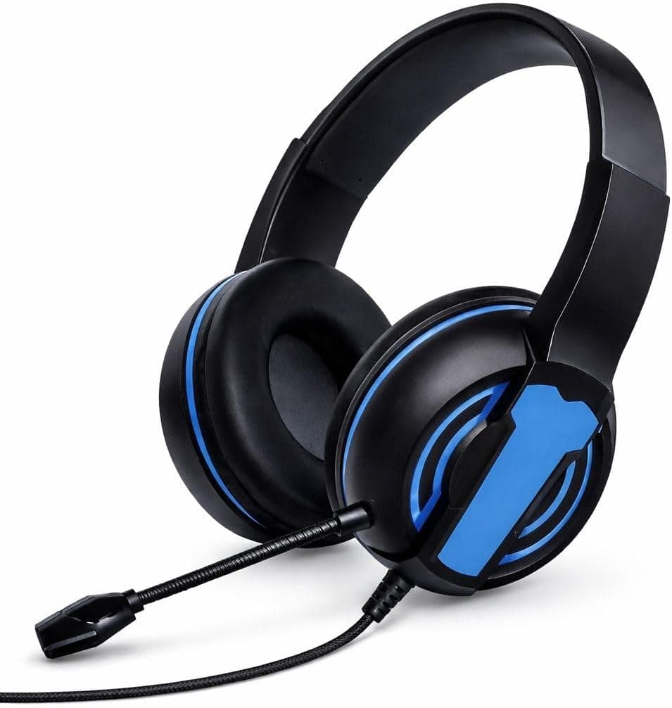 Headset Gaming Wireless Black Blue with Flexible Microphone