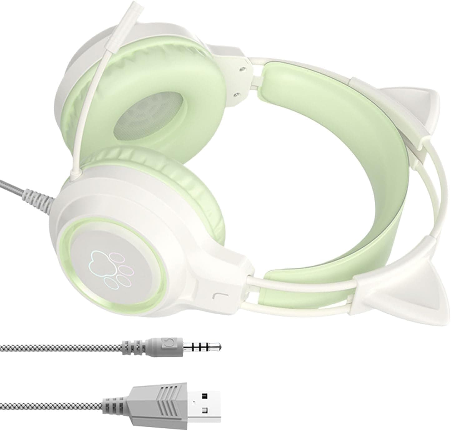 Computer Headphones Wired - Cat Ear LED Headset | 20x18cm with Noise-Isolating Speakers