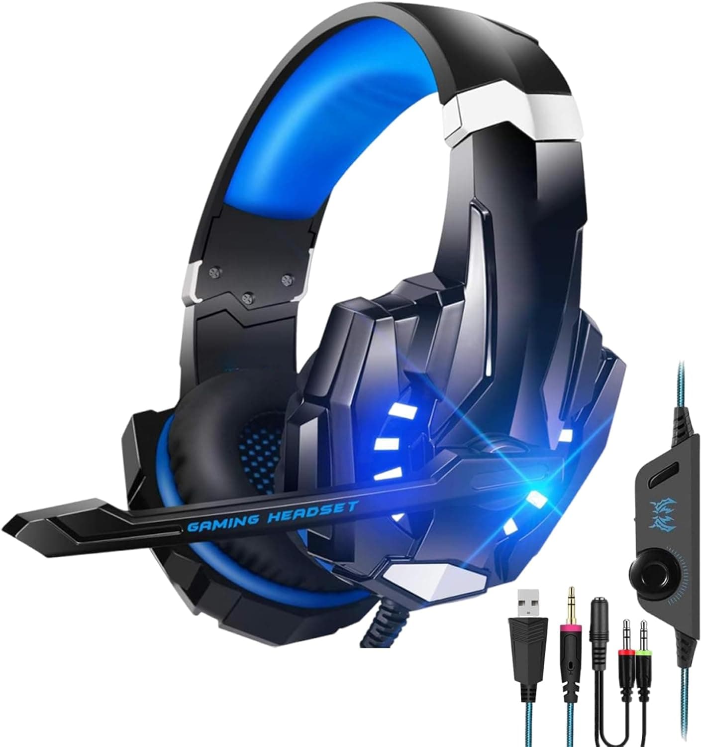 SPNOR Stereo Gaming Headset, Compatible with PS4 PC Xbox One PS5 Controller, Noise Cancelling Over Ear Headphones with Microphone 40mm
