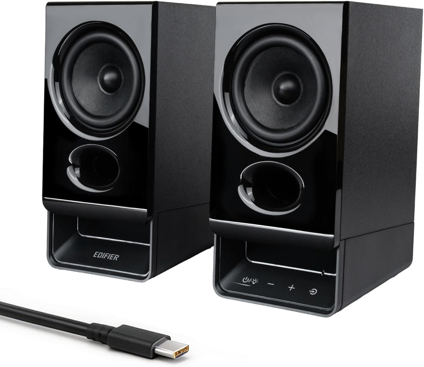 Edifier R20BT USB-Powered Computer Speakers, 2.75" Full-Range Drivers, Bluetooth 6.0, Touch Controls, AUX Input, Headphone Jack, Custom Ambient Light & Sound Profiles via APP - Black Pack of 1