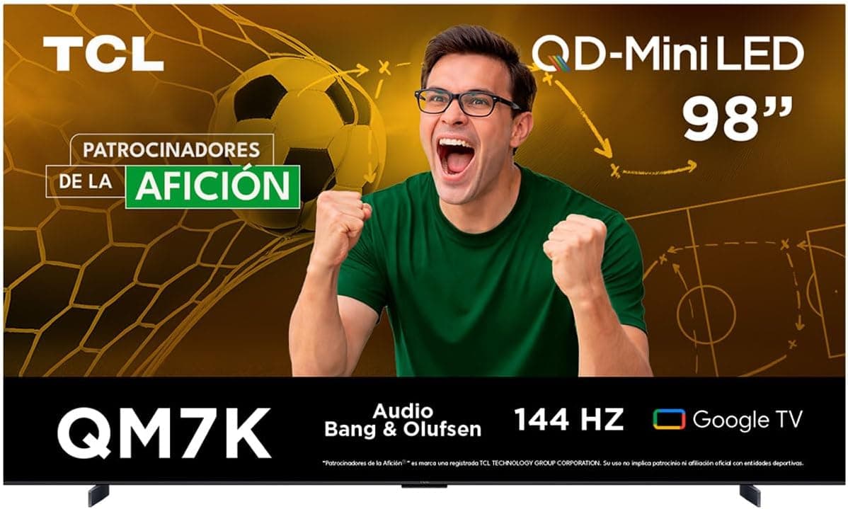 TCL 98QM7K: 98" Mini-LED 4K QLED Smart TV | 144Hz VRR | B&O 85W | 3000 Nits | 5% Off