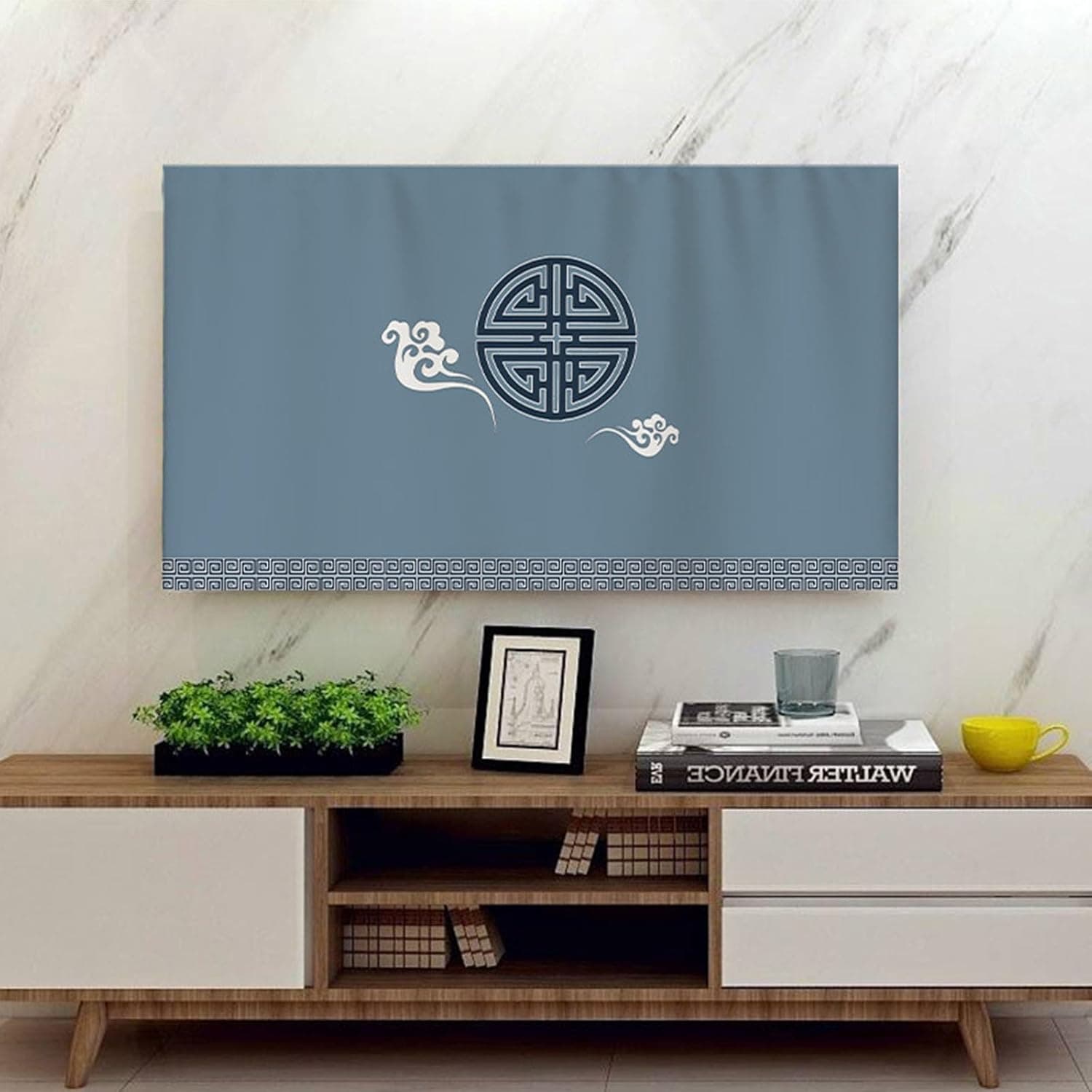 Housse de TV Hiseng, Imprimé Antique, Tissu Universel (Gris) - Meilleur Prix
