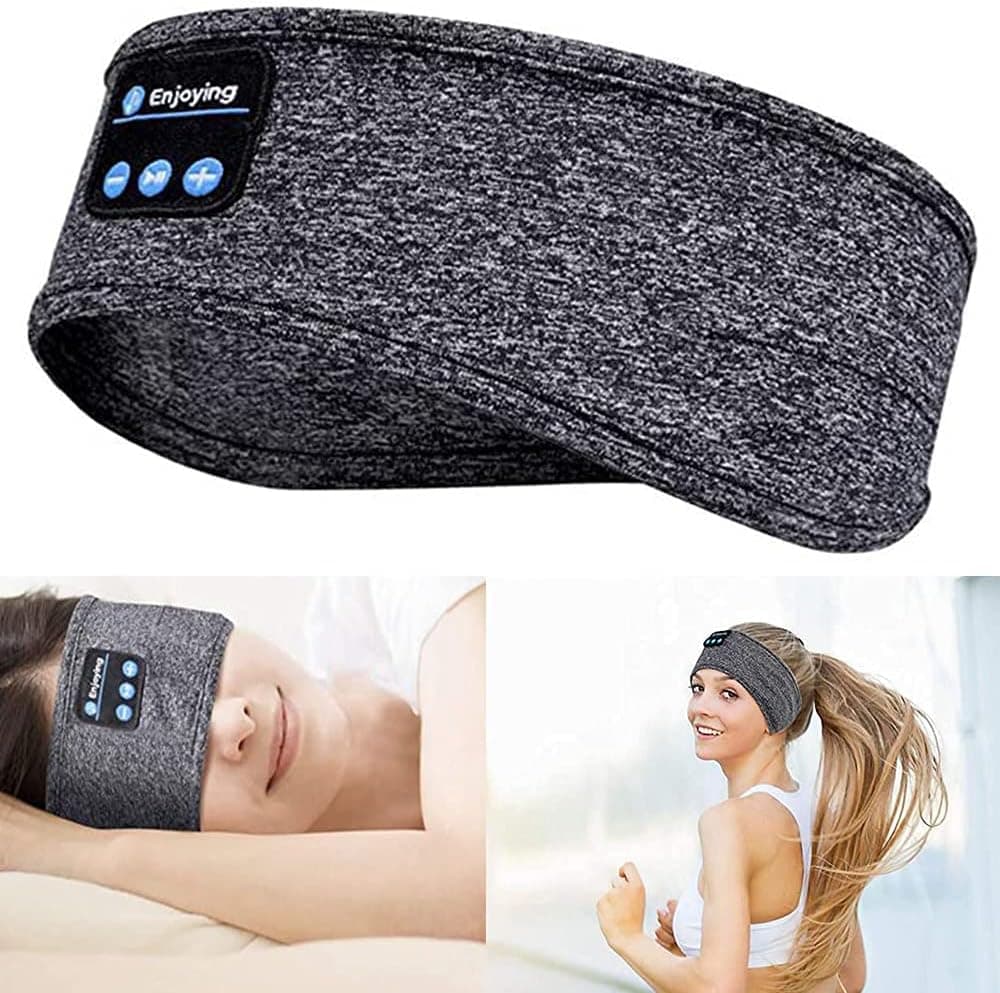 Beorol Sleep Bluetooth Headphones Sports Headband Waterproof Rechargeable Wireless Ultra-Soft Headphones with Ultra-Thin Noise Cancellation 23cm Black 1PC