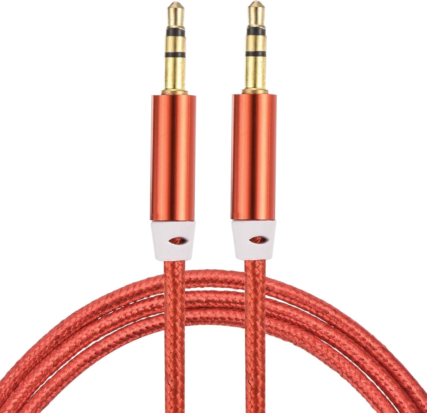 QUARKZMAN Audio Cable 3.5mm Male to Male Nylon Braided Cable 3ft 3 Pole Stereo Sound Aux Cable Red for Headphones, Smartph...