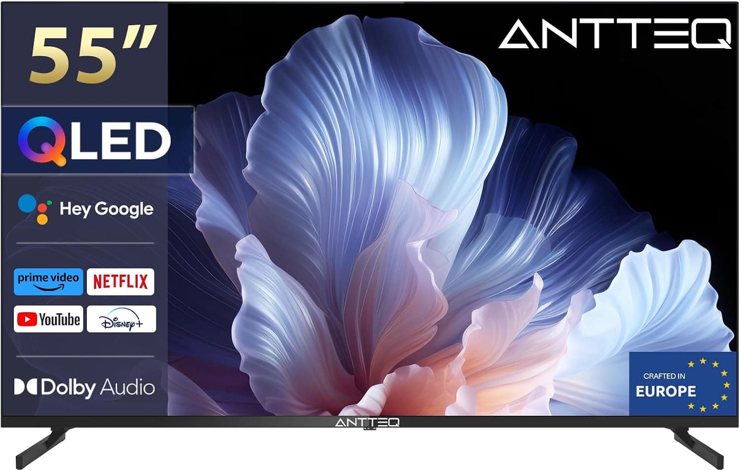 Meilleur prix Antteq Q55-AGU1.Q1 Smart TV QLED 4K 55 Pouce - Sans Cadre HDR Assistant Vocal
