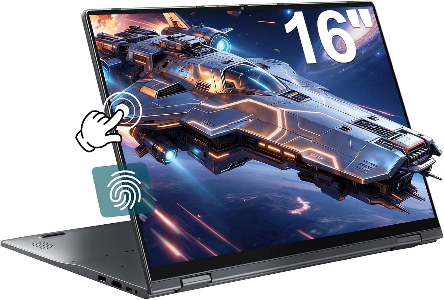 jumper Laptop 16 Inch Touchscreen Laptop 16GB DDR5 640GB Storage, 4-Core, Fingerprint Reader, Backli