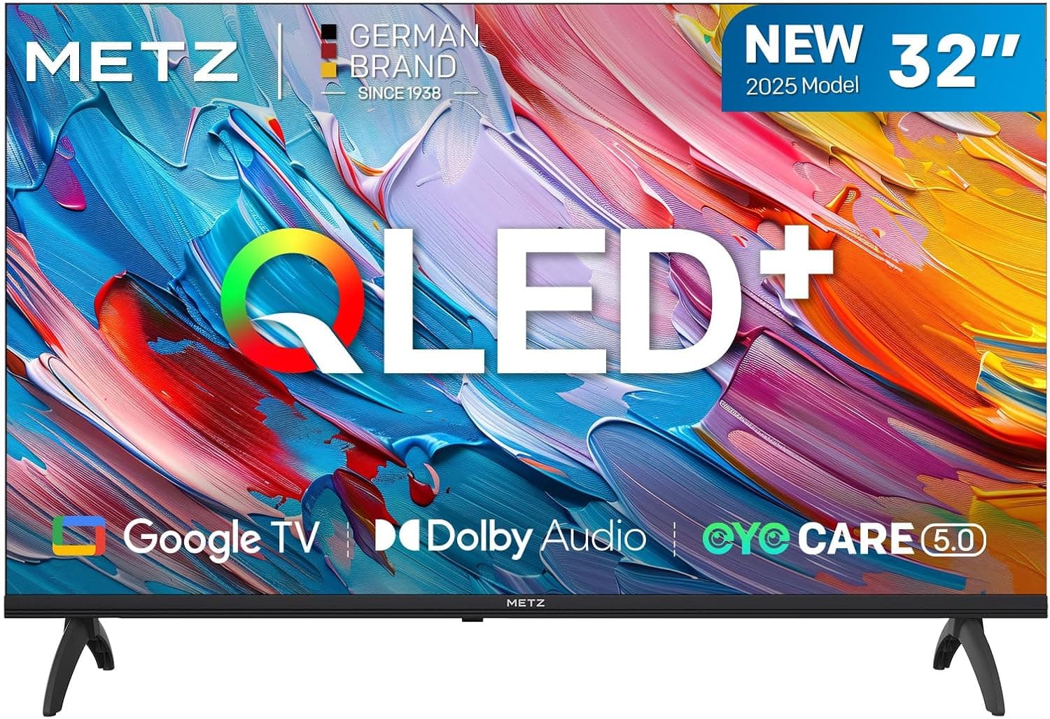 32 بوصة QLED ذكي من ميتزHDR10، Dolby Audio، Google TV، أفضل عرض