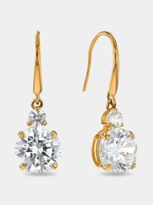 Yellow Gold Cubic Zirconia Drop Earrings — Sterns