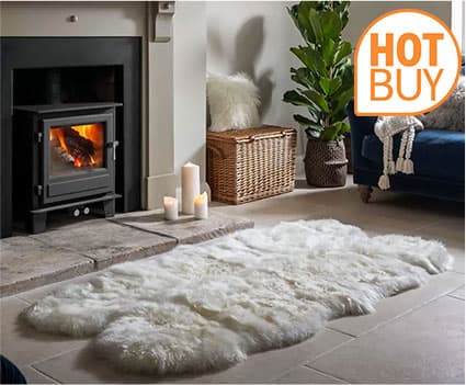 Naturally Sheepskins Long Wool Quad Rug • In Multiple Colours • 180 x 110 cm