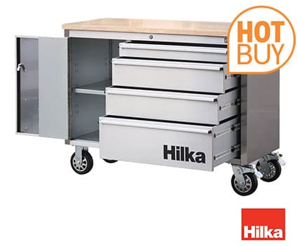 Hilka 48" (122cm) 4 Drawer Stainless Steel Tool Cabinet