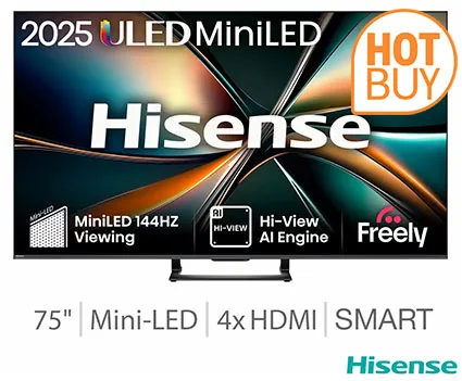 Hisense 75 Inch Mini LED HD Smart TV • Model: 75U7QTUK