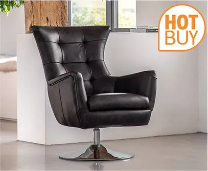 Gallery Bristol Grey Nubuck Leather Swivel Chair