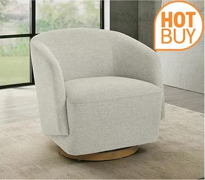 Henredon Murphy Light Grey Fabric Swivel Chair • Swatch Available