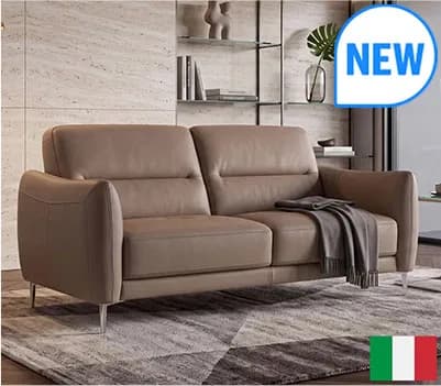 Nicoletti Jupiter Leather 2 Seater Sofa • In 2 Colours • Includes Assembly • Swatch Available