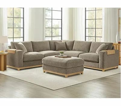 Aiden & Ivy Hawthorne Brown Fabric 4 Piece Corner Sofa • Includes Assembly • Swatch Available