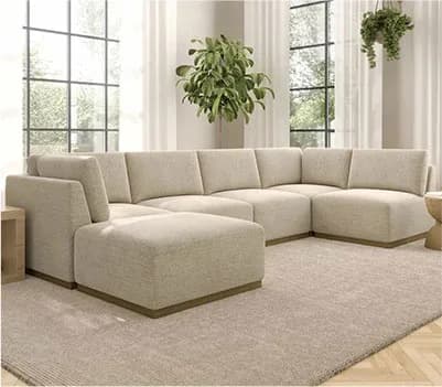 Henredon Murphy 6 Piece Modular Fabric Sofa • In 2 Colours • Includes Assembly • Swatch Available