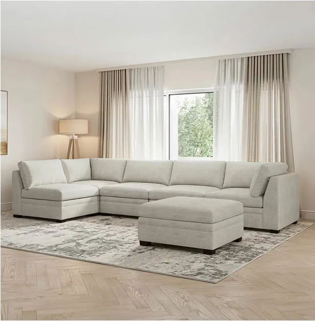 Thomasville Tisdale Taupe 6 Piece Modular Fabric Sofa • Includes Assembly • Swatch Available