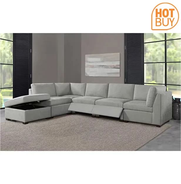 Thomasville Rockford Grey Modular Sofa with Power Footrest • Includes Assembly • Swatch Available