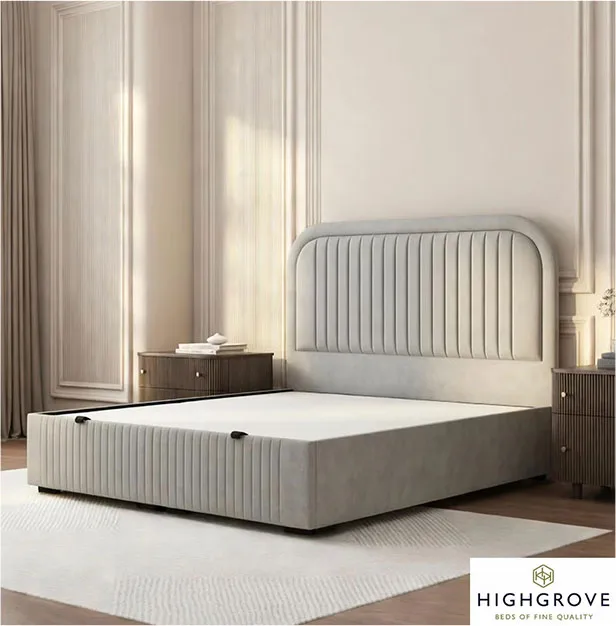 Highgrove Ashford Stone Fabric Full Ottoman Bed Frame • In 3 Sizes • Includes Assembly
