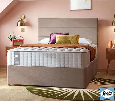 Sealy 4 Drawer Latte Divan Base • In 4 Sizes • Includes Assembly