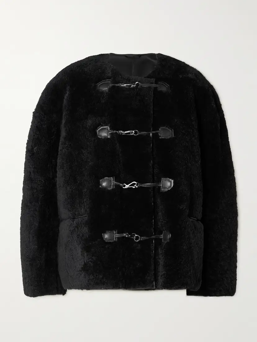TOTEME Leather-trimmed shearling jacket