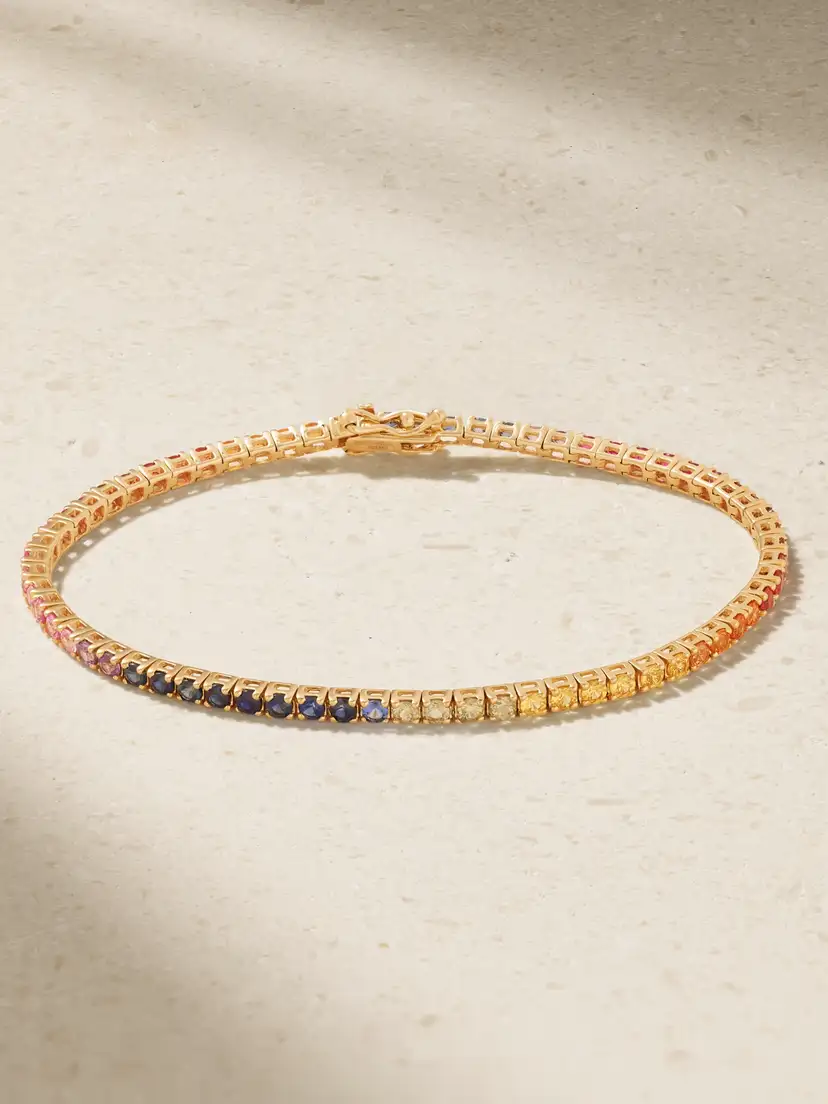 ROXANNE FIRST 14-karat gold sapphire tennis bracelet
