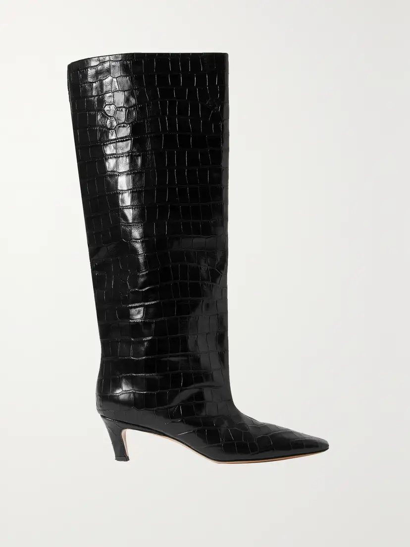 TOTEME Croc-effect leather knee boots