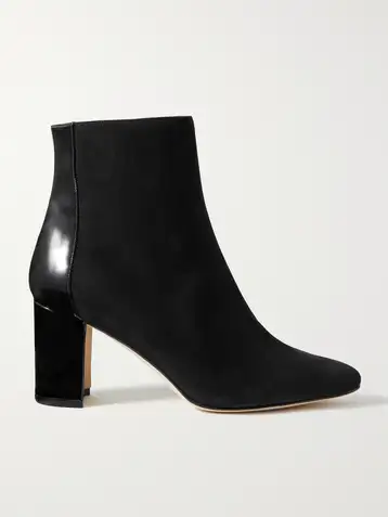 MANOLO BLAHNIK Rosie 70 Patent-Leather and Suede Ankle Boots