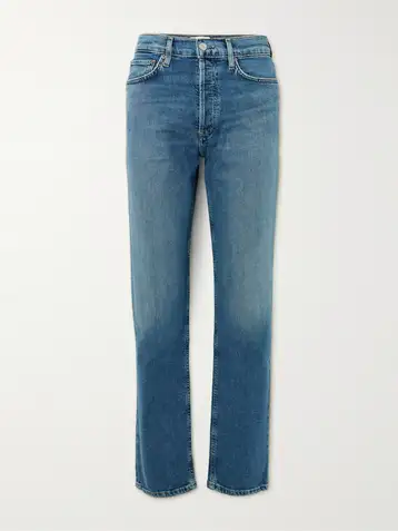 Agolde 90's Pinch Waist Long High-Rise Straight-Leg Jeans