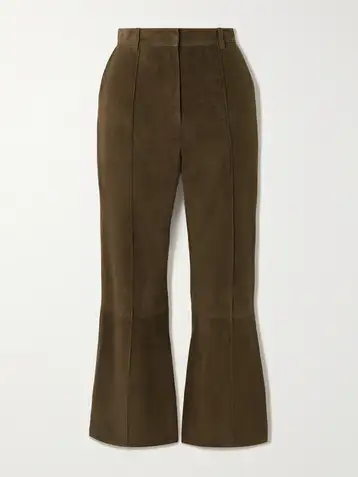 Victoria Beckham — Cropped Suede Flared Pants (Exclusive)