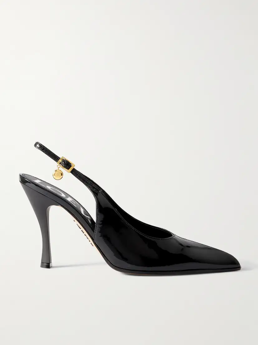 Loewe — New Comic embellished paneled leather slingback pumps