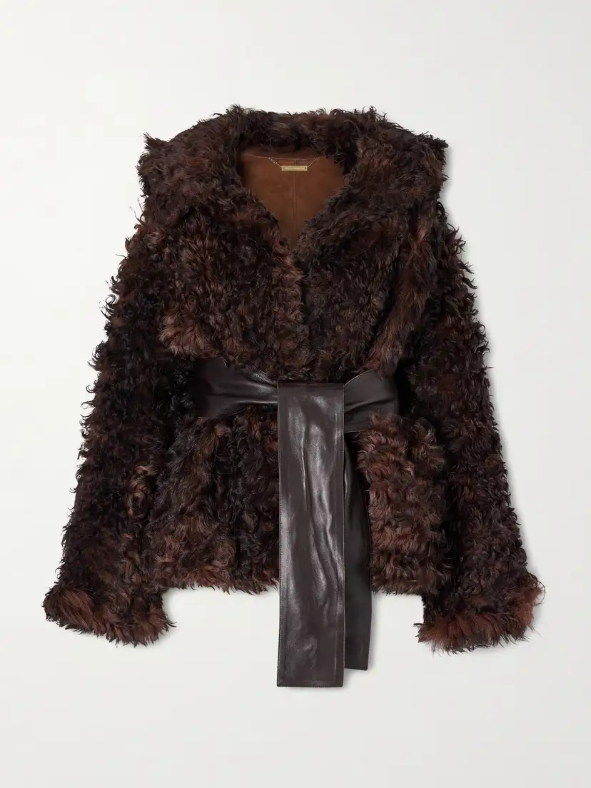 NOUR HAMMOUR Noa belted shearling coat