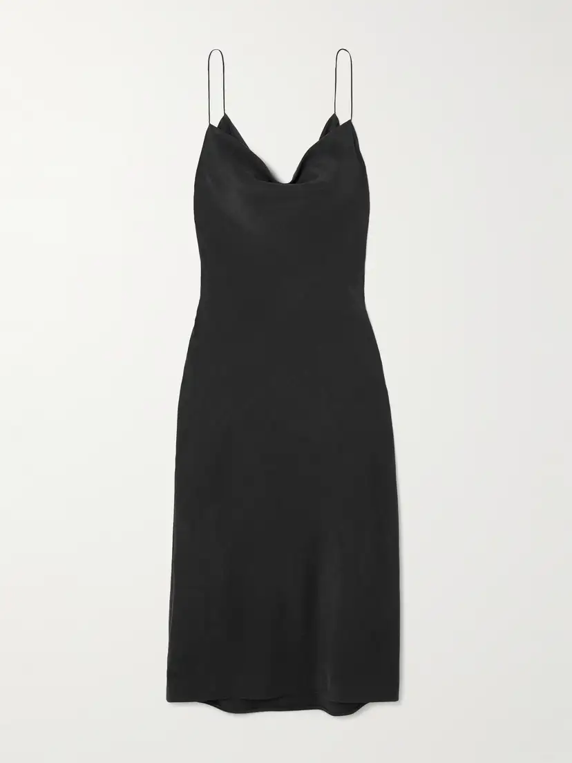 CALVIN KLEIN COLLECTION Lynn draped wool crepe de chine midi dress