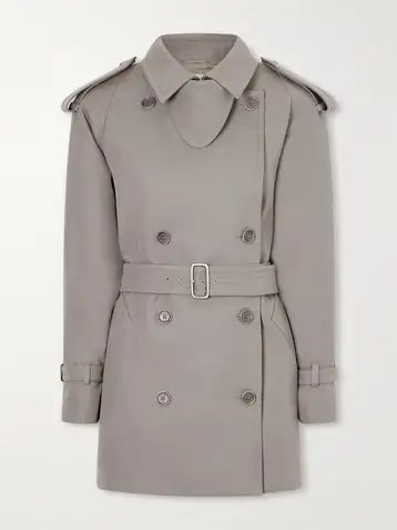 MAX MARA Double-breasted belted cotton-gabardine cropped trench jacket