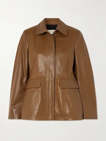 Nour Hammour — Wells gathered leather jacket