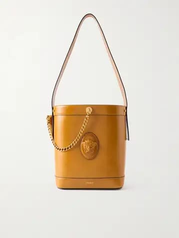VERSACE Pivot Small Leather Bucket Bag