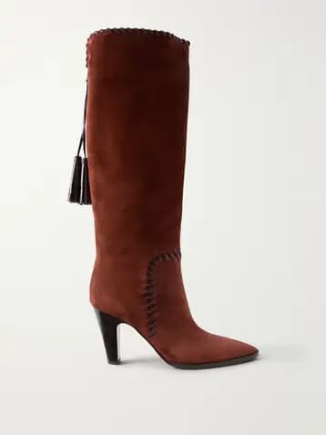 GIANVITO ROSSI Zaira 85 tasseled suede knee boots
