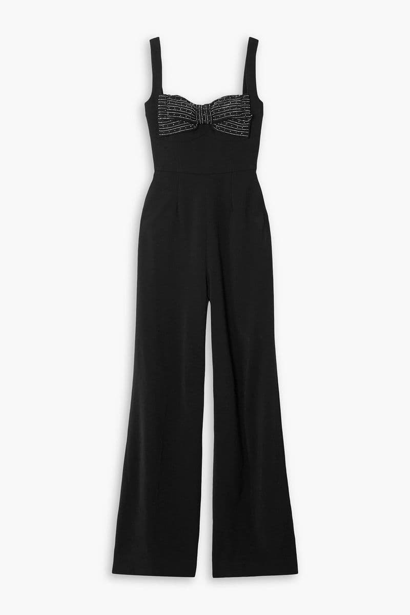 SALONI Rachel embellished silk-trimmed cady jumpsuit - 70% Off