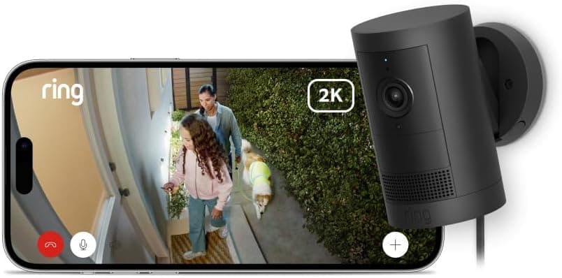 Ring Outdoor Camera Plus (nieuwste generatie) Stopcontact | Brede hoek 2K video met Ring Vision I DIY Wireless Outdoor Security Camera