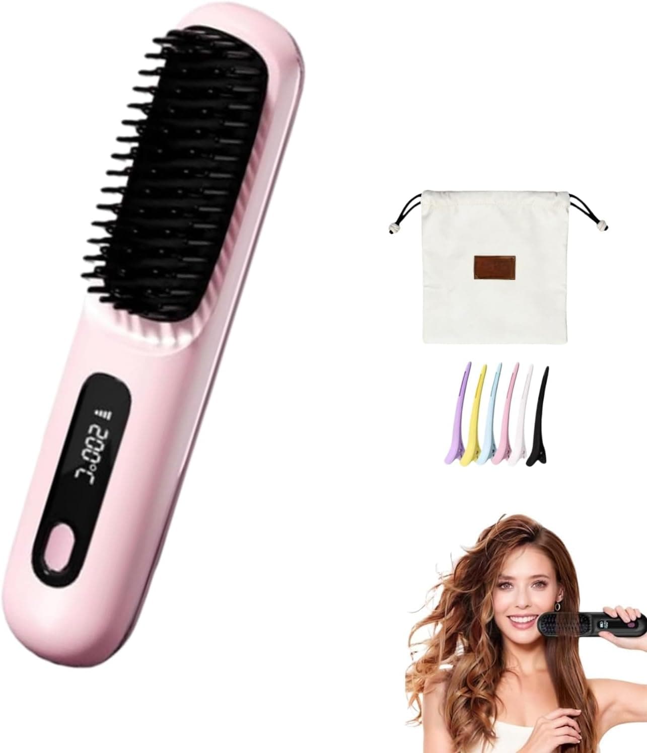 Cocoony Short Hair Styling Brush, Rechargeable et Portable Bruisineur de Cheveux pour un Style Rapide