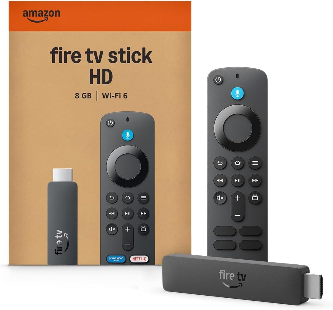 Fire TV Stick HD (najnowszy model), bezpłatna telewizja na 1 TV, pilot g osowy Alexa, zasilany przez telewizor