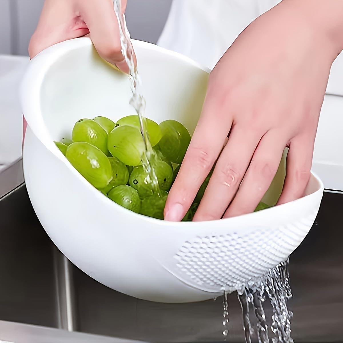 Multi Functional Kitchen Washing Basket Basin - Drain Water, Wash Rice And More With Convenient Features Ideal For Various Sizes , White 2 Pack