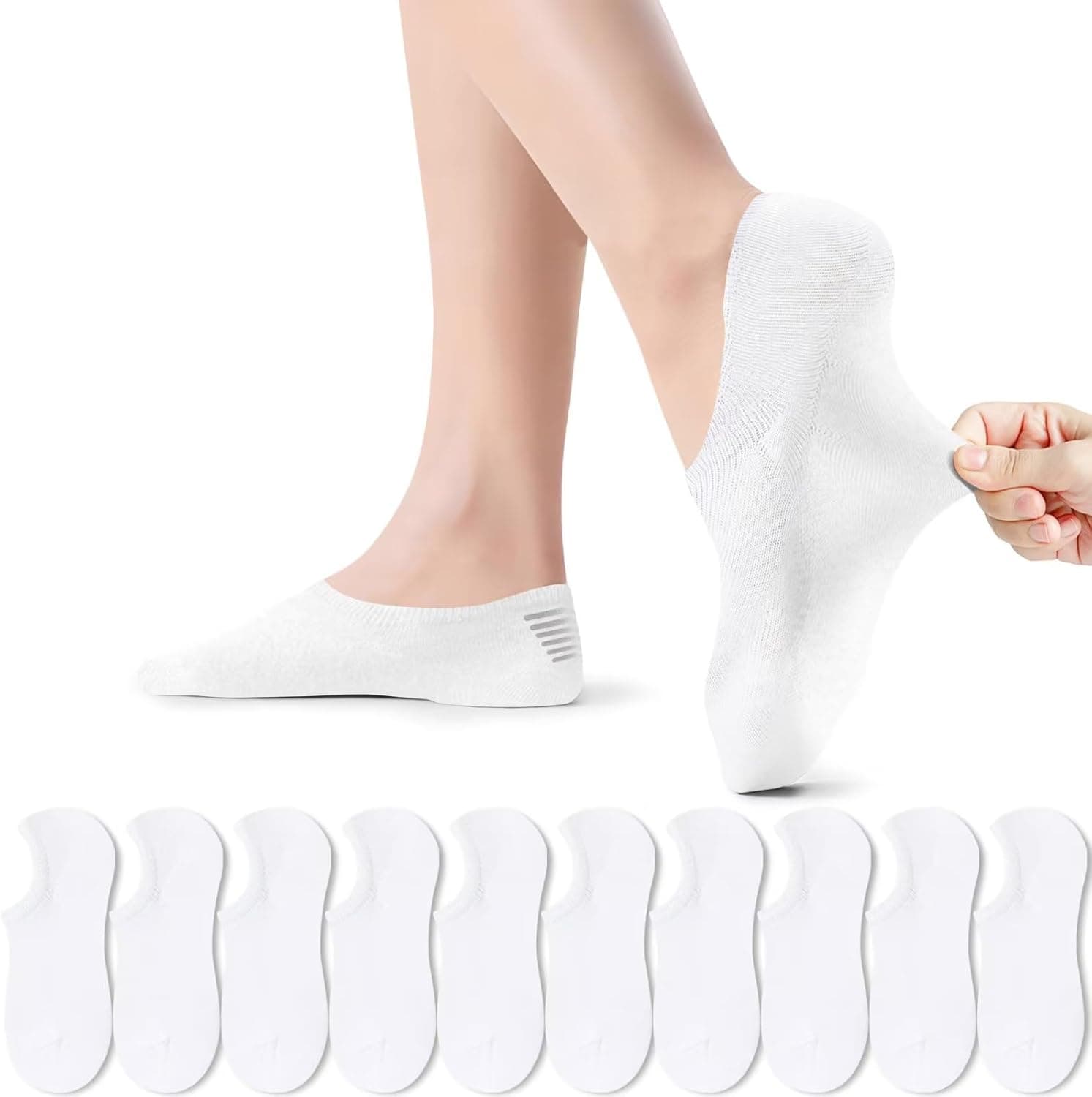 Socks de sport invisibles 10 paires en coton légé Non glissant Sock