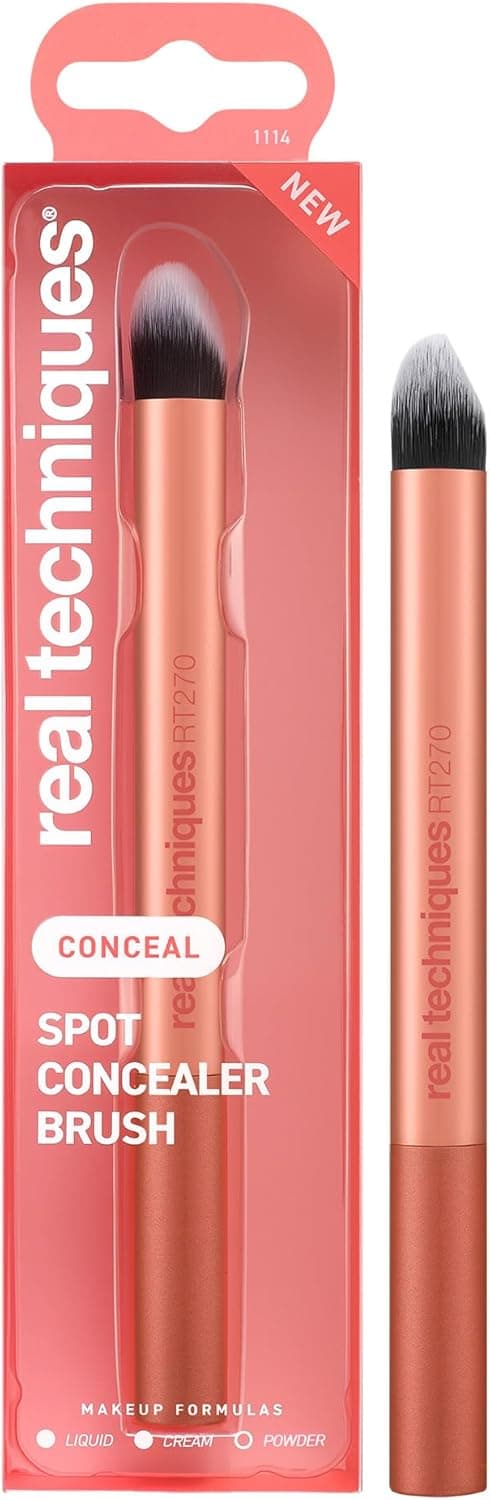 Real Techniques Spot Concealer Brush - Précision Mácifique pour une couverture ciblée des imperfaits, rougeurs et zones de détails