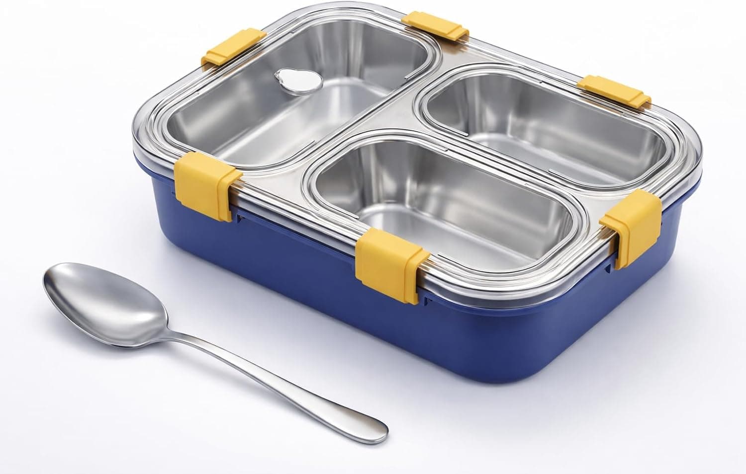 Umadiya 3 Compartment Lunch Box Insulated Air Tight BPA Free Lunch Container Set of 6, Stainless Steel 100% Leak Proof
