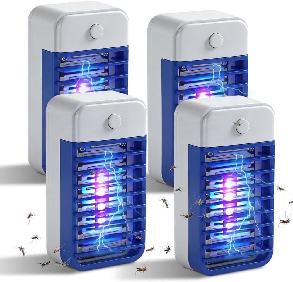 SGZIOO 4Pack Fly Trap Zapper for Indoors,Mosquitoes Killer, Portable Electric Mosquito Zapper, Electric Fl