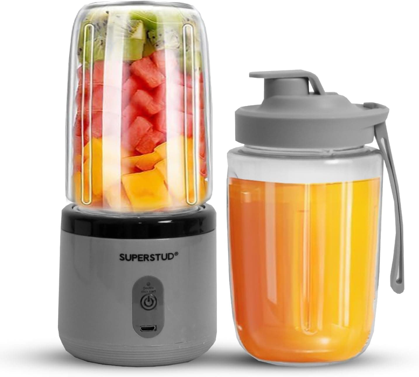 Bosch GBM81005PK Mini Blender Mixer Grinder | 400ml*2 | 45W Bullet Rechargeable Portable, 2-Jar Capacity