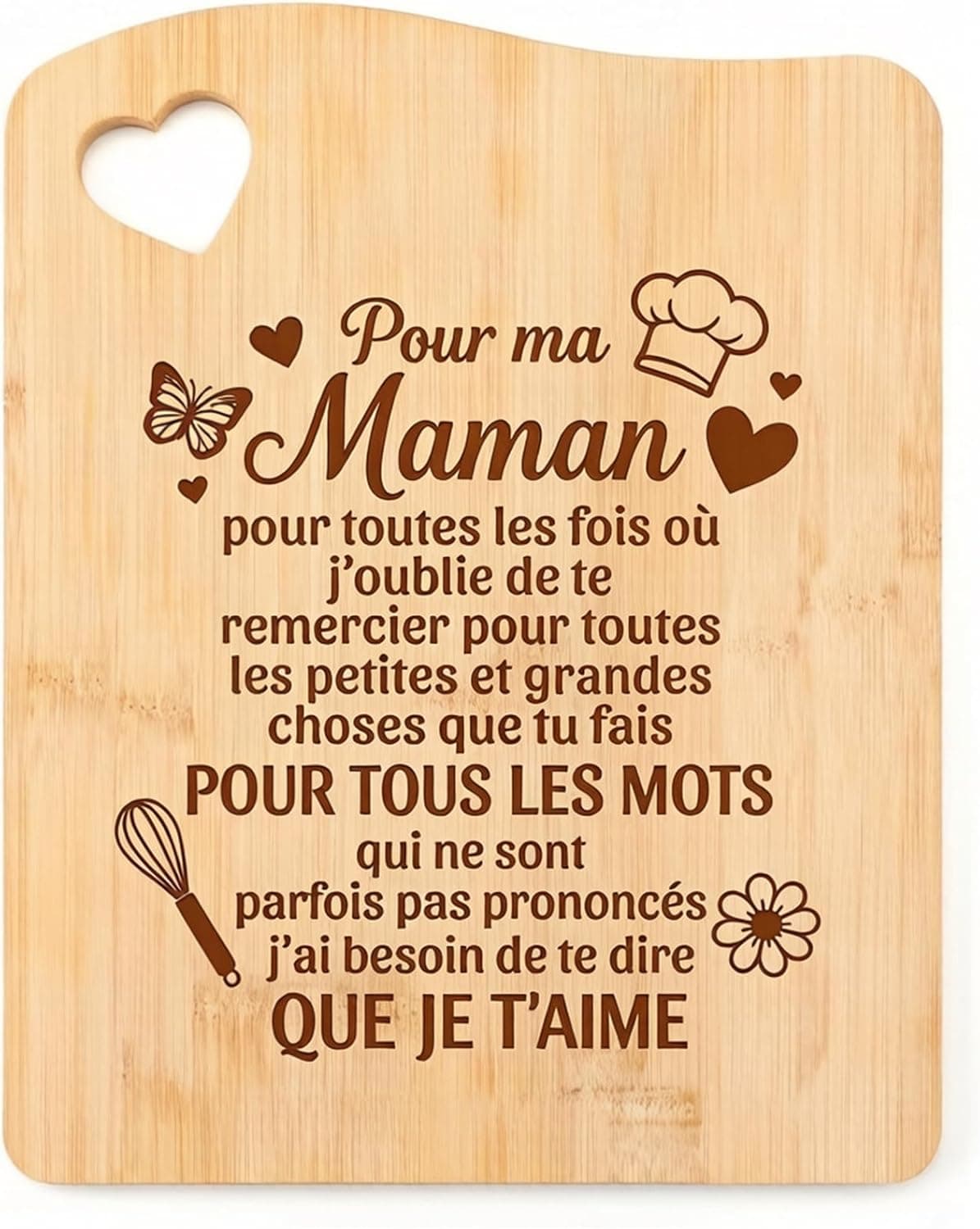 Carving Gift for Mother's Day, Bamboo Chopping Board Set of 1, Made in China, Size: 25cm x 15cm, Wooden